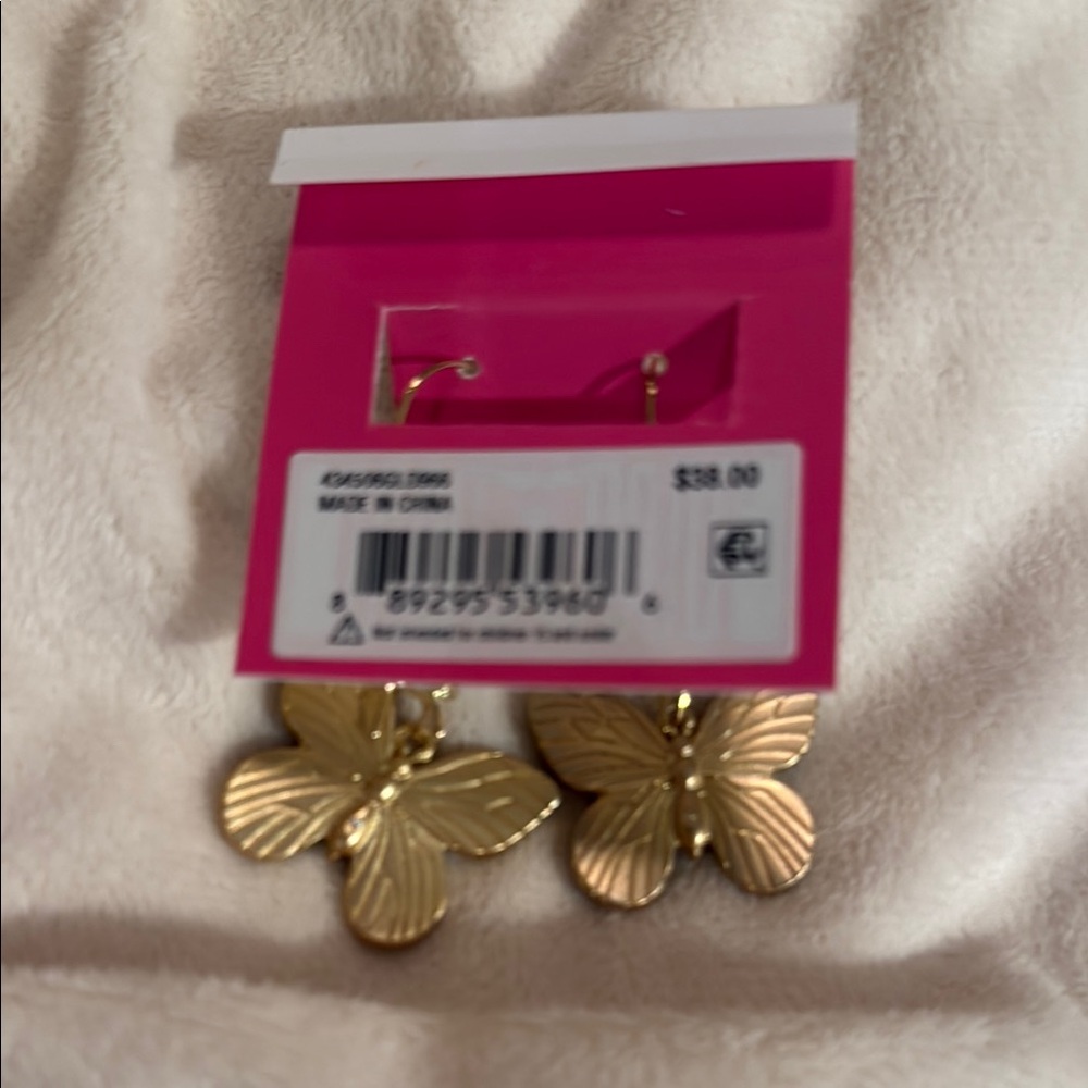 Betsey Johnson Gold Butterfly Earrings. NWT - Picture 7 of 14